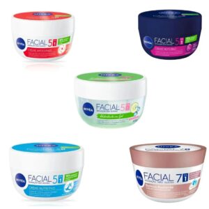CREME FACIAL NIVEA 100G (ANTISSINAIS, NUTRITIVO, PELE NEGRA, NOTURNO, GEL PEPINO)